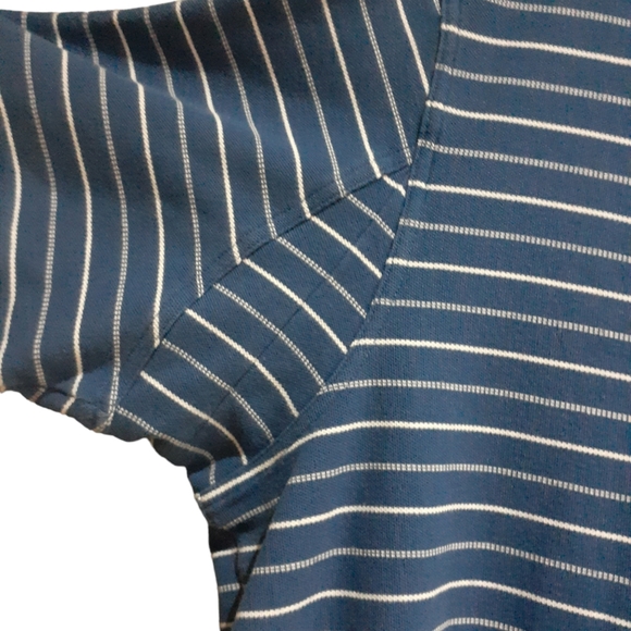 Duluth Trading Co Men's Size XL No Polo Short Sleeve Stripe Polo Blue White - Picture 10 of 13